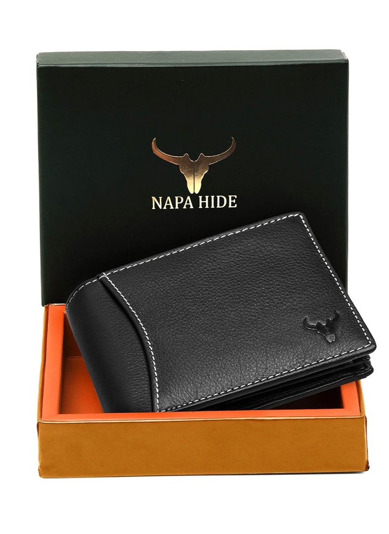 Black Leather Wallet for Men I 6 Credit/Debit Card Slots