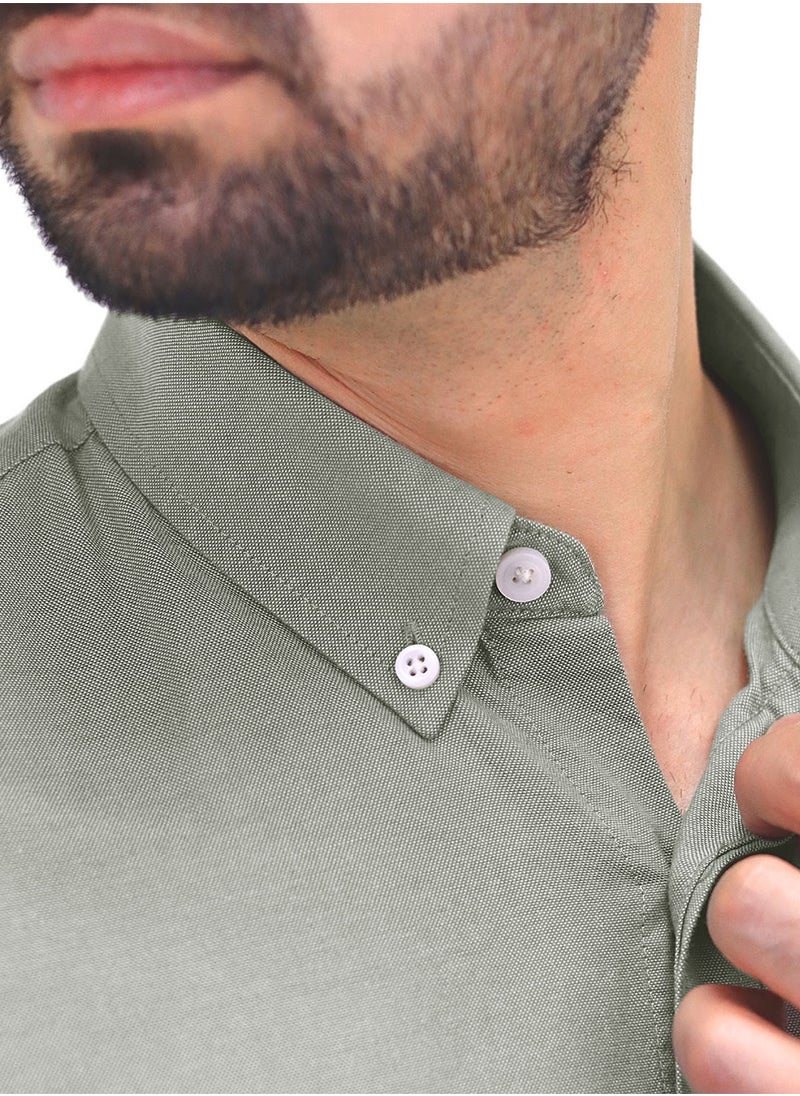 Men's Cotton Oxford Full Opening Long Sleeve Slim Fit Shirt