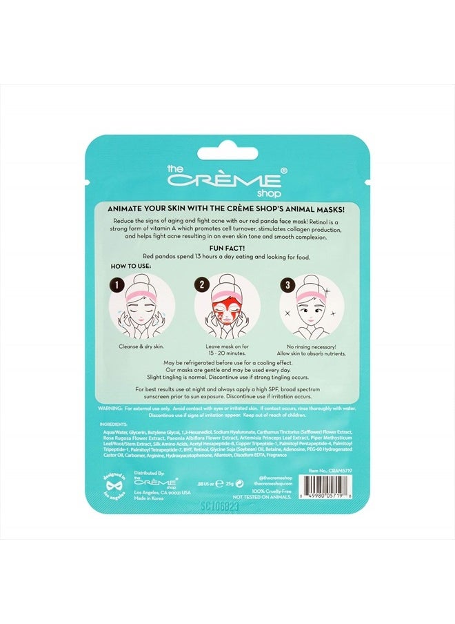 The Creme Shop Animal Sheet Mask, Korean, Hydrating, Collagen, Vitamin C, Anti-Aging - Pack of 3 - Infused with Wrinkle Reducing Retinol