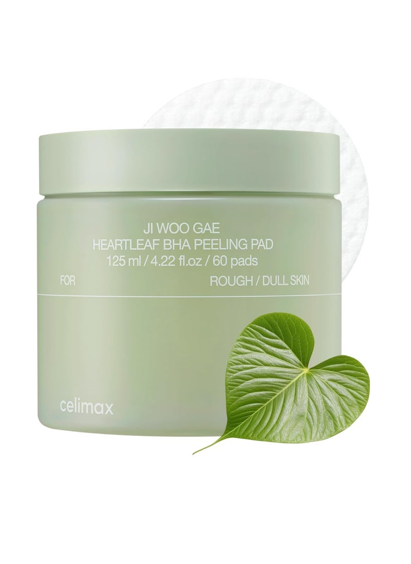 celimax Ji.Woo.Gae Heartleaf BHA Peeling Pad | with Heartleaf Extract, Exfoliating Toner Pads, Facial Peels, Hydrating, for Troubled Skin & Breakouts (60 Pads)