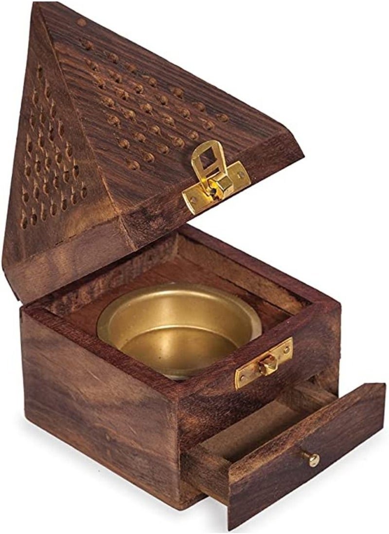 Wooden Bakhoor Burner pyramid shape incense burner 9 x 9 x 15 cm