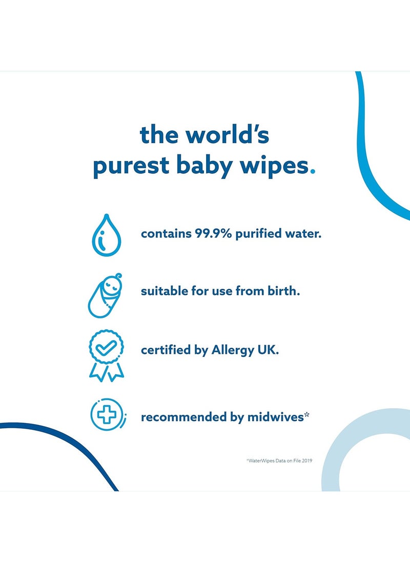 Waterwipes Mega Value Box Baby Wipes Pack Of 12 Pouches X 60 Sheets 720 Wipes - White