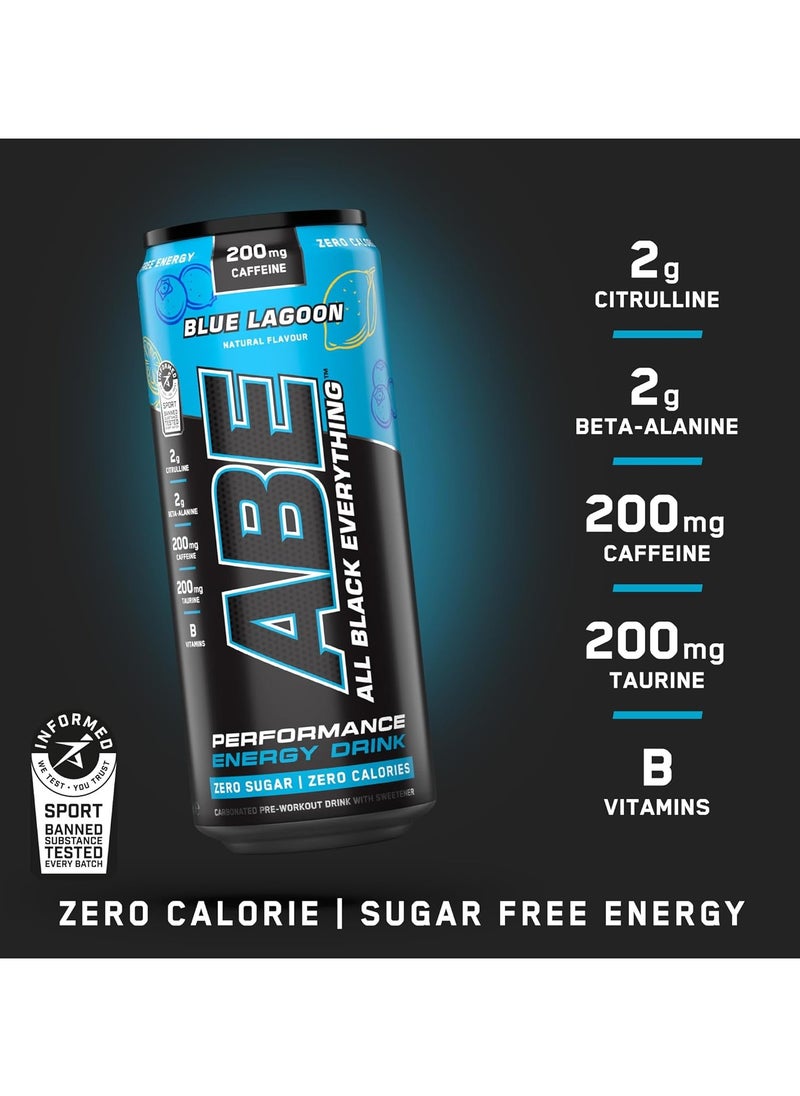 Abe Energy Plus Pre Workout With Blue Lagoon Drink 330Ml Pack Of 12