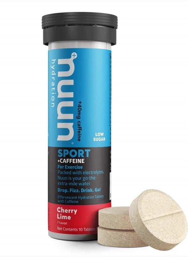 Sport + Caffeine: Electrolyte Drink Tablets, Cherry Limeade, 1 Tube (10 Servings)