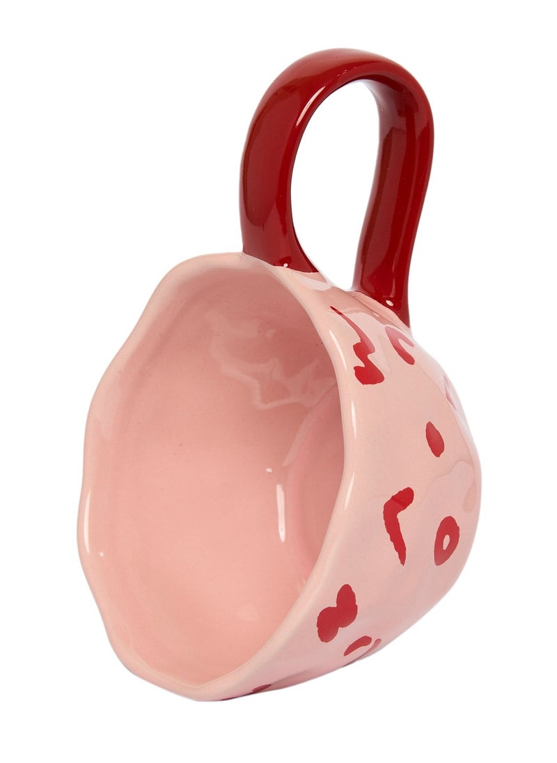 Artsy Abstract Ceramic Mug, Pink & Red