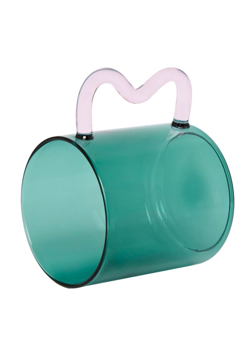 Decor Curve Handle Glass Mug, Green