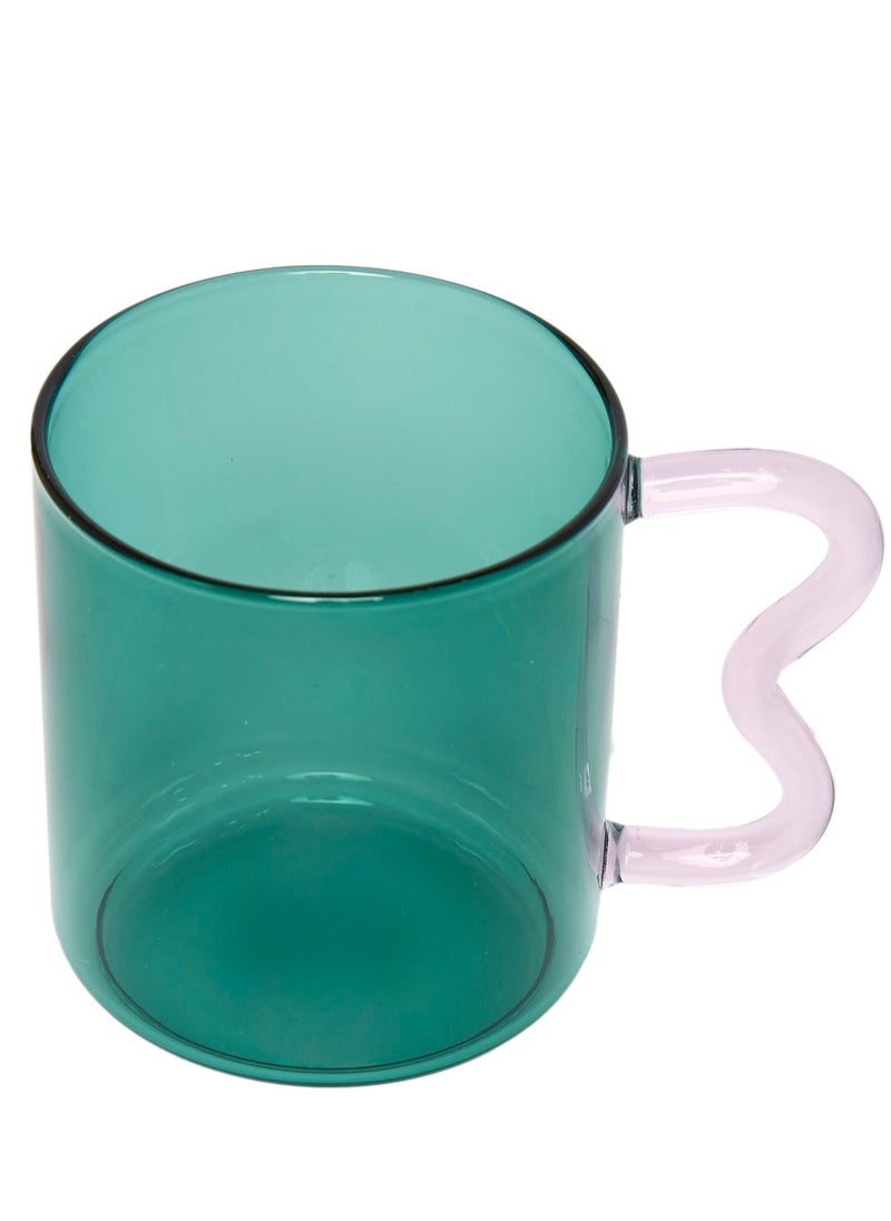 Decor Curve Handle Glass Mug, Green