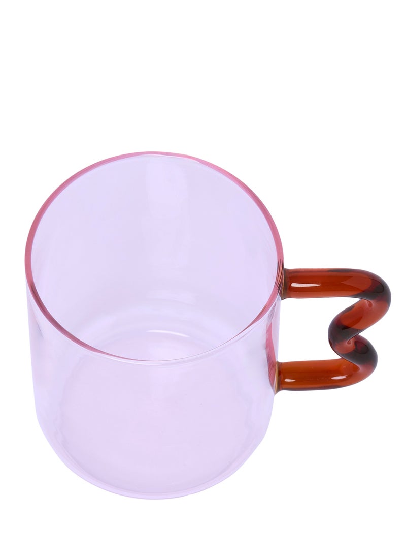 Decor Curve Handle Glass Mug, Pink