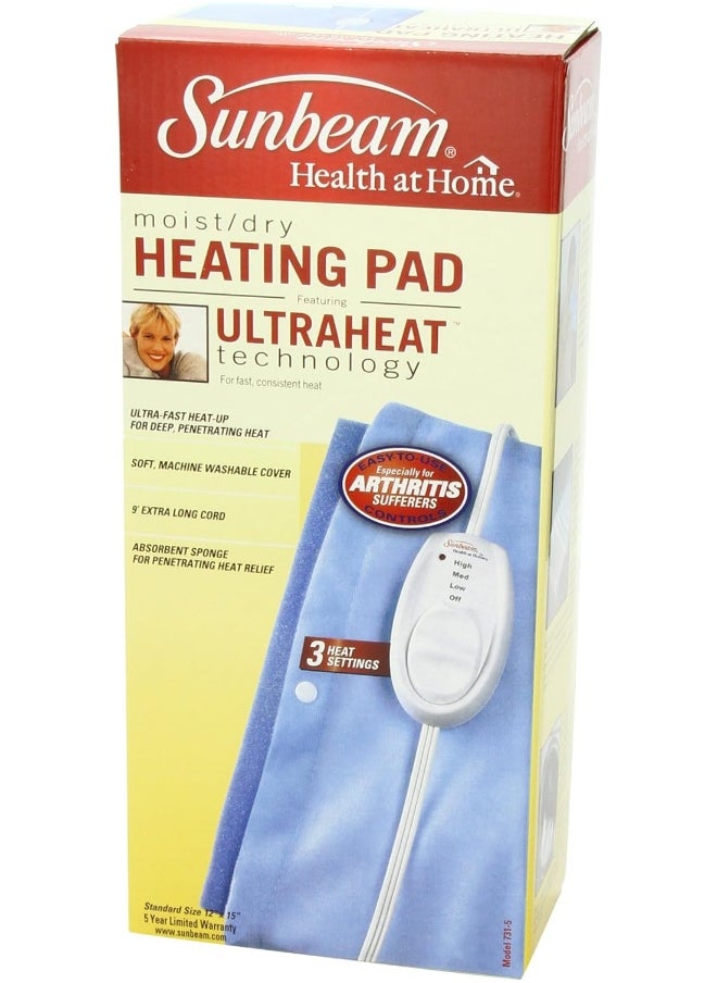 Sunbeam 731-500 Heating Pad with Ultra Heat Technology - Light Blue