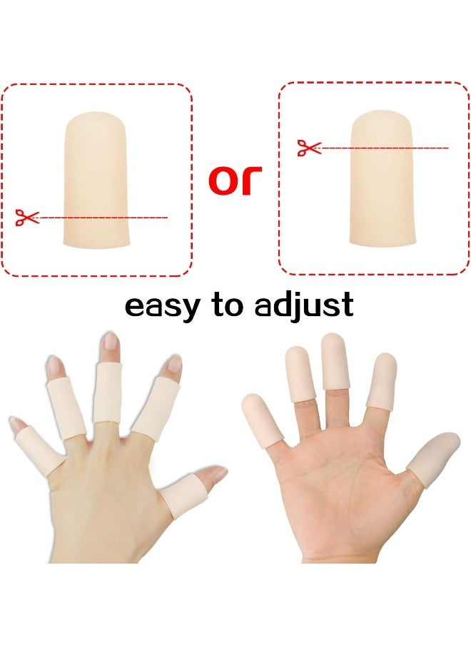 Pnrskter Gel Finger Cots, Finger Protector Support(14 PCS) NEW MATERIAL Finger Sleeves Great for Trigger Finger, Hand Eczema, Finger Cracking, Finger Arthritis and More. (Beige, Short)