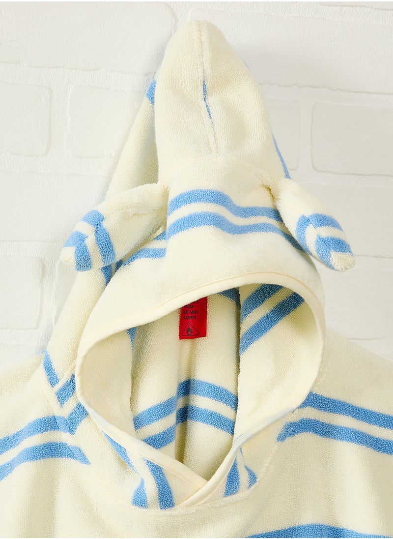 Kids Character Hooded Towel Sid The Seagull Blue Stripe