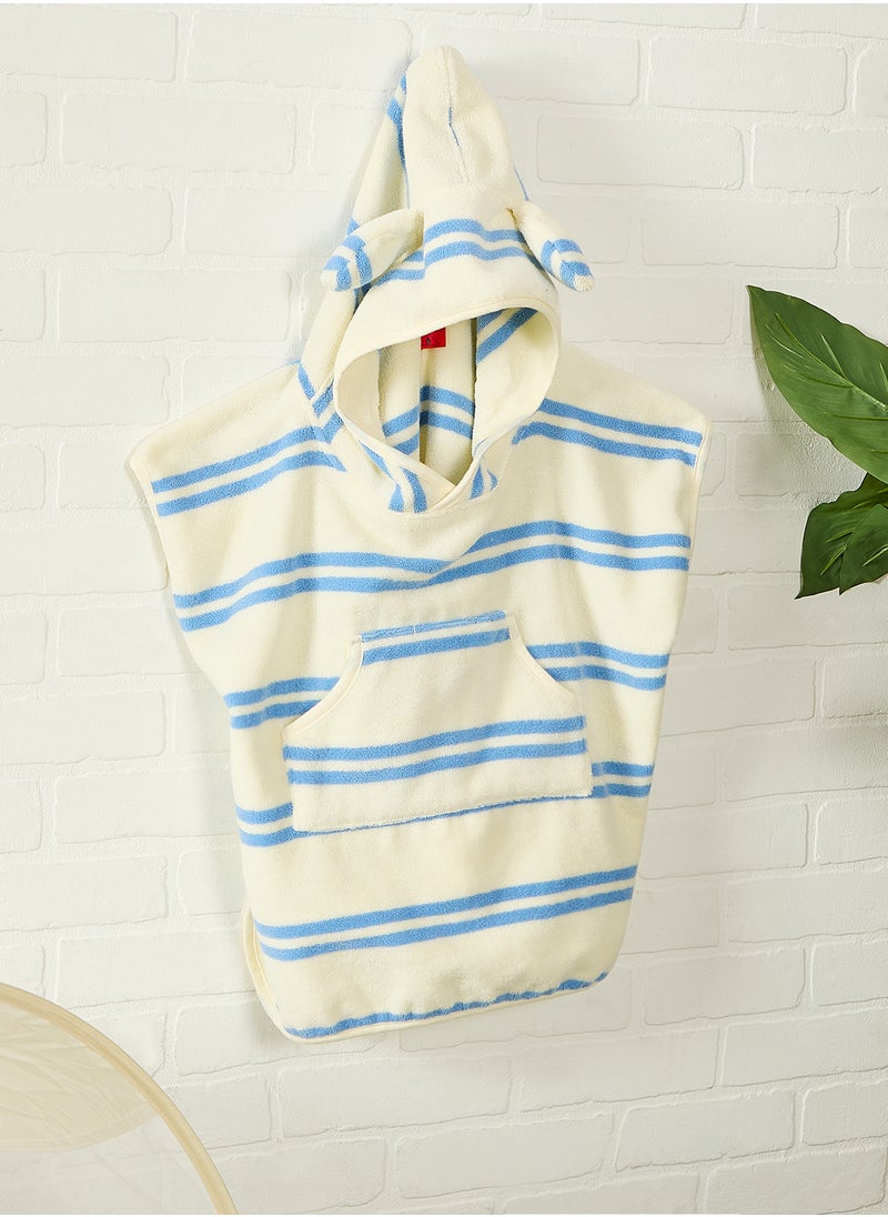 Kids Character Hooded Towel Sid The Seagull Blue Stripe