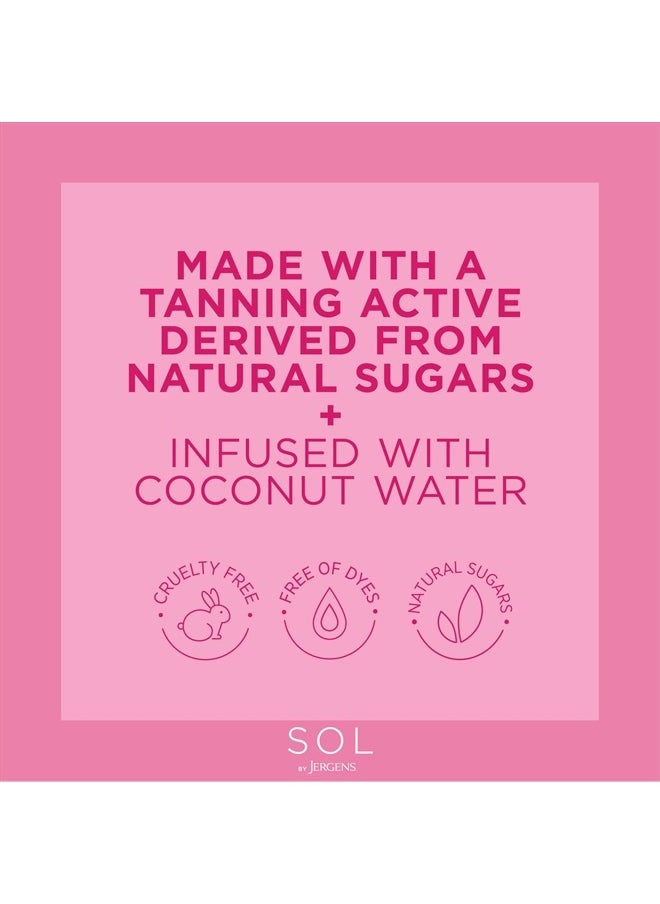 SOL by Jergens Deep Water Self Tanner Mousse, Water-based Sunless Tanner with Coconut Water for Fake Tan, Dye-free Tanning Active Derived from Natural Sugars, Deep Color, 5 Ounce
