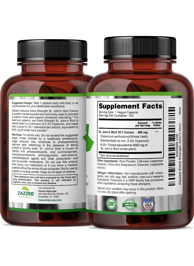 Zazzee Extra Strength St. John's Wort