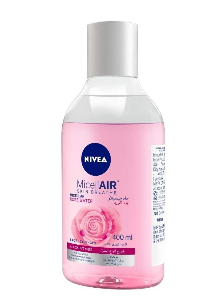 NIVEA Micellar Cleansing Water, Skin Breathe Rose MicellAIR, 400ml