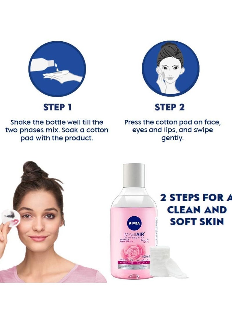 NIVEA Micellar Cleansing Water, Skin Breathe Rose MicellAIR, 400ml