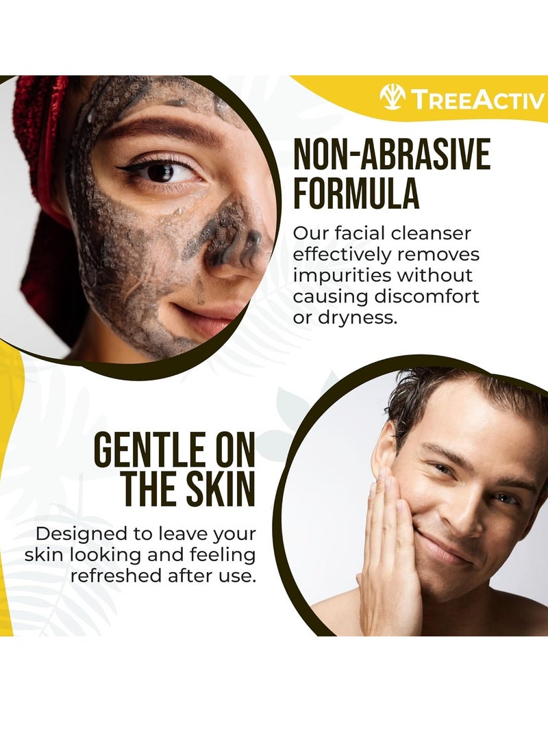 TreeActiv Sulfur Acne Face Wash Original Formula, 8 fl oz, Exfoliating Acne Face Wash for Men & Women, Sulfur Acne Wash for Acne, Activated Charcoal & Pumice, Foaming Daily Women and Men's Face Wash