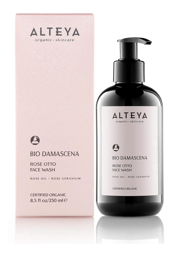 Alteya Organics Face Wash USDA Certified Organic Skin Care 8.5 Fl Oz/250 mL Bio Damascena Award-Winning Face Cleanser With Organic Bulgarian Rose Oil Purifying, Soothing and Beautifying