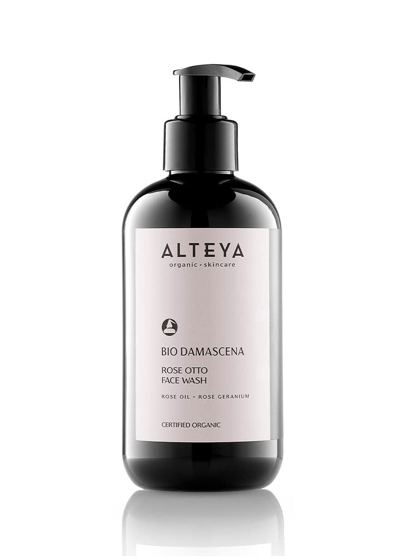 Alteya Organics Face Wash USDA Certified Organic Skin Care 8.5 Fl Oz/250 mL Bio Damascena Award-Winning Face Cleanser With Organic Bulgarian Rose Oil Purifying, Soothing and Beautifying
