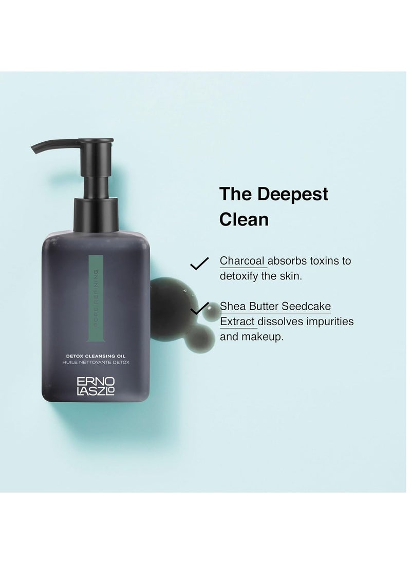 Erno Laszlo Detox Cleansing Oil, Lightweight Facial Cleanser Helps Dissolve Makeup and Impurities with Charcoal and Shea Butter, Deep Cleansing Oil, 6.4 Fl Oz
