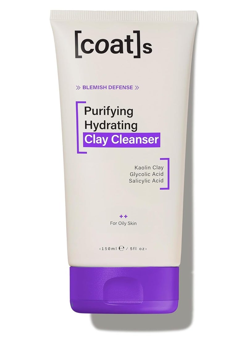 COATS Blemish Defense Clay Cleanser for Oily, Blemish-Prone Skin – With Kaolin, Glycolic & Salicylic Acid – Helps Prevent Breakouts – 5 oz
