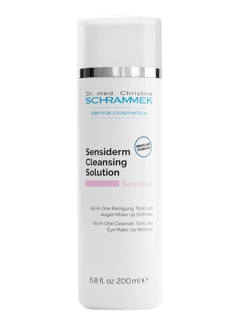 Sensiderm Cleansing Solution (6.75 fl oz) - 3-in-1 Micellar Makeup Remover & Toner - Fragrance-Free - Gentle Cleanser for Sensitive Skin - Dr. Schrammek