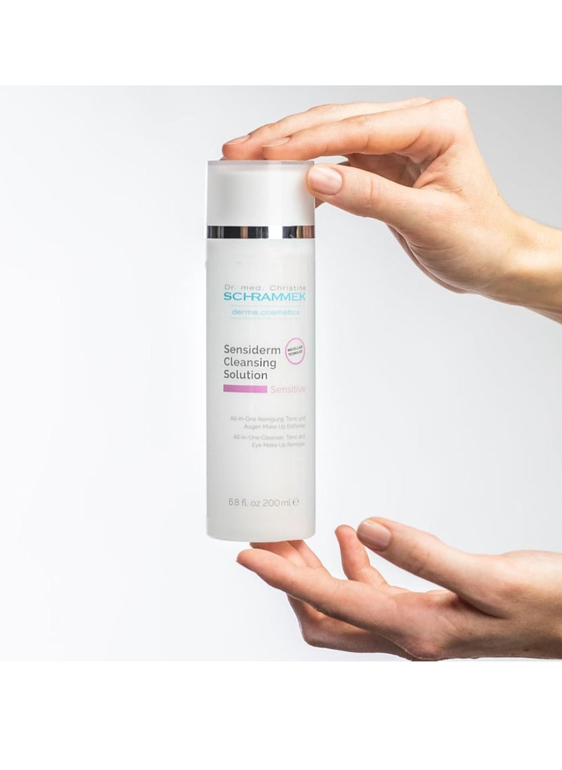 Sensiderm Cleansing Solution (6.75 fl oz) - 3-in-1 Micellar Makeup Remover & Toner - Fragrance-Free - Gentle Cleanser for Sensitive Skin - Dr. Schrammek