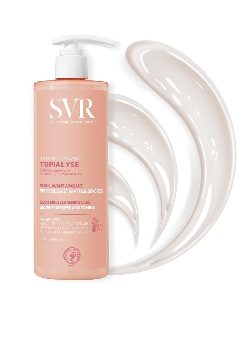 SVR Topialyse Cleansing Balm for Dry Itchy & Sensitive Skin With Niacinamide. Fragrance-free, Soothing Face & Body Wash. 24hr Nourishing Protective Cleanser, 13.5 fl.oz.