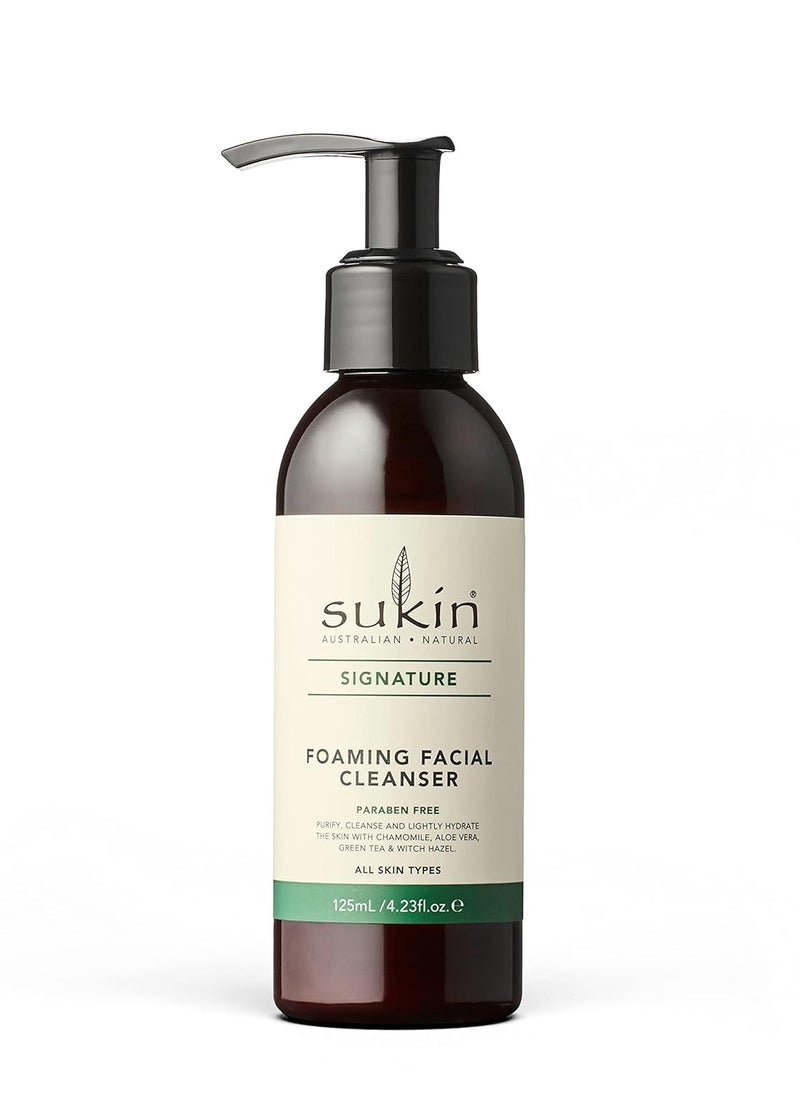 Sukin Foaming Facial Cleanser Pump, Gentle Gel Cleanser with Green Tea, Aloe Vera & Chamomile to Purify, Soothe & Tighten Skin, 4.23 Fl Oz
