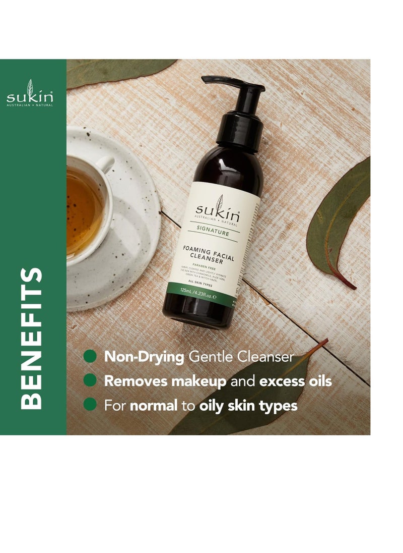 Sukin Foaming Facial Cleanser Pump, Gentle Gel Cleanser with Green Tea, Aloe Vera & Chamomile to Purify, Soothe & Tighten Skin, 4.23 Fl Oz