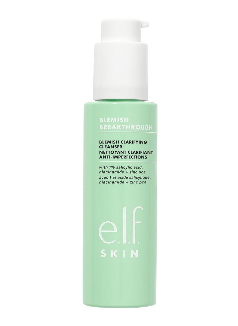 e.l.f. SKIN Blemish Breakthrough Clarifying Cleanser, Gel Cleanser For Removing Makeup, Controlling Oil & Clarifying Pores, 1% Salicylic Acid