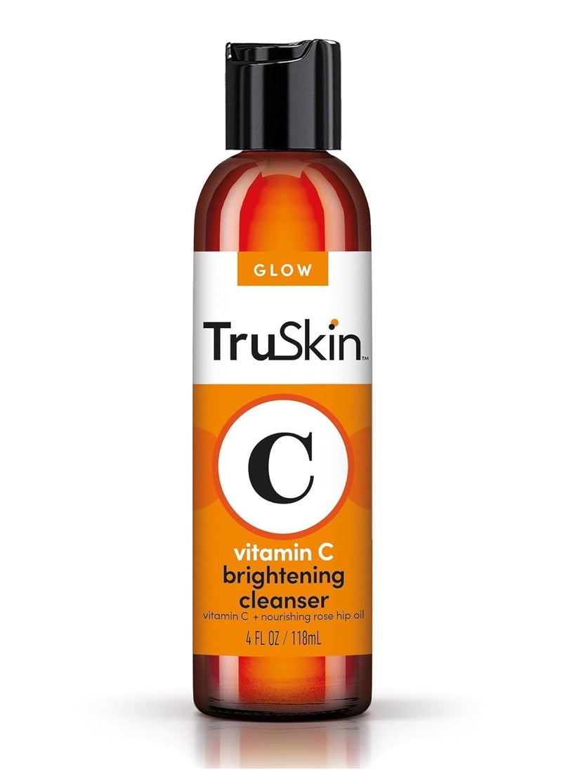 TruSkin Vitamin C Cleanser for Face - Brightening Face Wash with Vitamins C & E, Rosehip Oil, Aloe Vera and MSM - Deep Clean and Refresh for Radiant, Healthy-Looking Skin, 4 fl oz