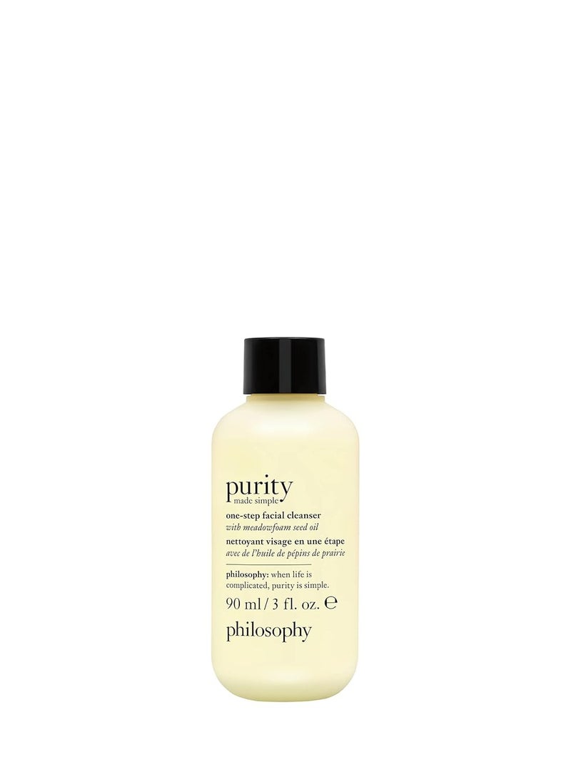 philosophy purity made simple one-step facial cleanser- with meadowfoam seed oil gently cleanses & melts away dirt, oil & stubborn makeup paraben-free face wash
