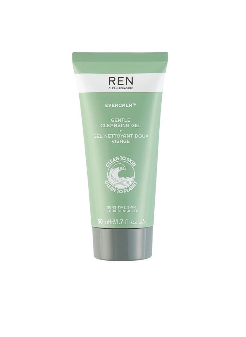 REN Clean Skincare Evercalm Mini Gentle Facial Cleansing Gel - Non-Stripping Cleanser, Proven to Instantly Leave Skin Feeling Fresh & Comfortable, Formulated for Sensitive, Oily or Combination Skin