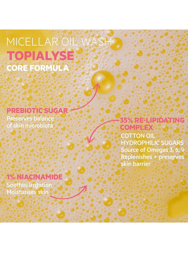 SVR Topialyse Micellar Cleansing Oil Wash With Niacinamide & Prebiotics For Face & Body. 24hr Moisturizing, Bath & Shower Cleanser For Sensitive Dry Skin Prone To Itching & Irritations, 13.5 Fl.oz