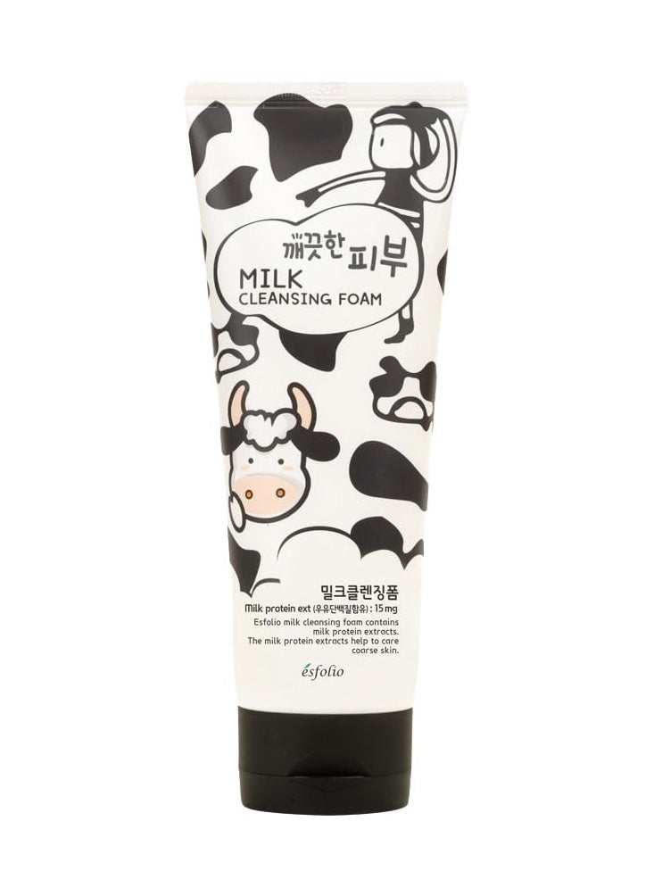 Esfolio Milk Cleansing Foam – Hydrating Face Wash for Dry & Sensitive Skin – Korean Skincare Milk Protein for Gentle Deep Cleansing – Moisturizing Facial Cleanser for Soft & Smooth Skin (5.29oz, 150g)