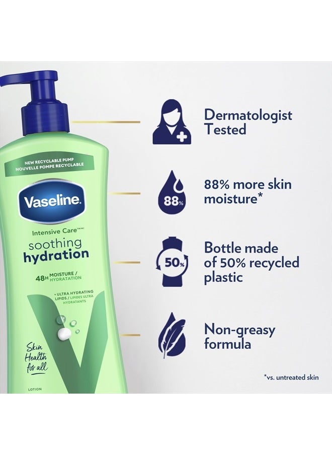 Intensive Care Body Lotion for Dry Skin Soothing Hydration Lotion Made with Ultra-Hydrating Lipids + 1% Aloe Vera Extract to Refresh Dehydrated Skin 20.3 oz, Pack of 3