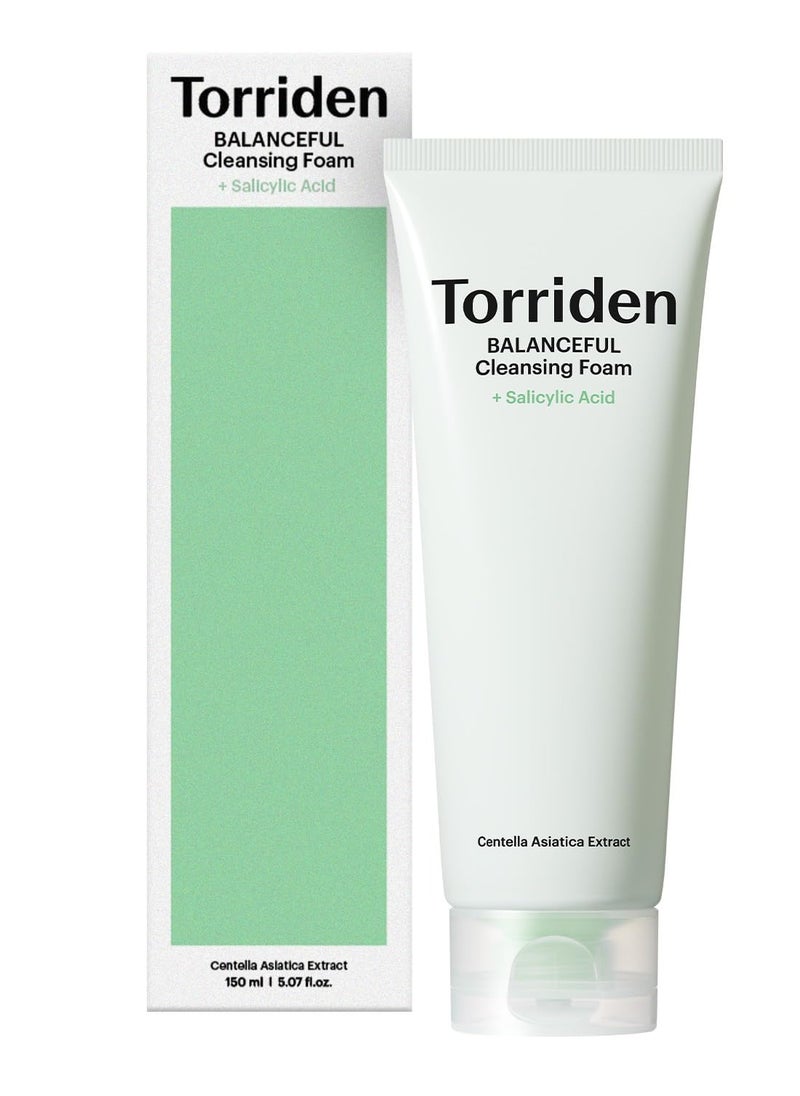 Torriden BALANCEFUL Pore Cleansing Foam 150ml (5.07 fl.oz.) | Mildly Exdfoliates and Refines Pores | Salicylic Acid, BHA, PHA, 5D CICA