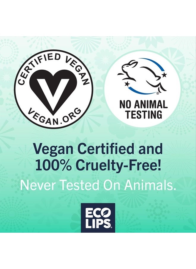 Vegan Lip Balm Sweet Mint by Eco Lips flavor 3 Pack Natural Bee Free with Candelilla Wax, Organic Cocoa Butter, & Coconut Oil Lip Care. 100% Plastic-Free Plant Pod Packaging - Made in USA