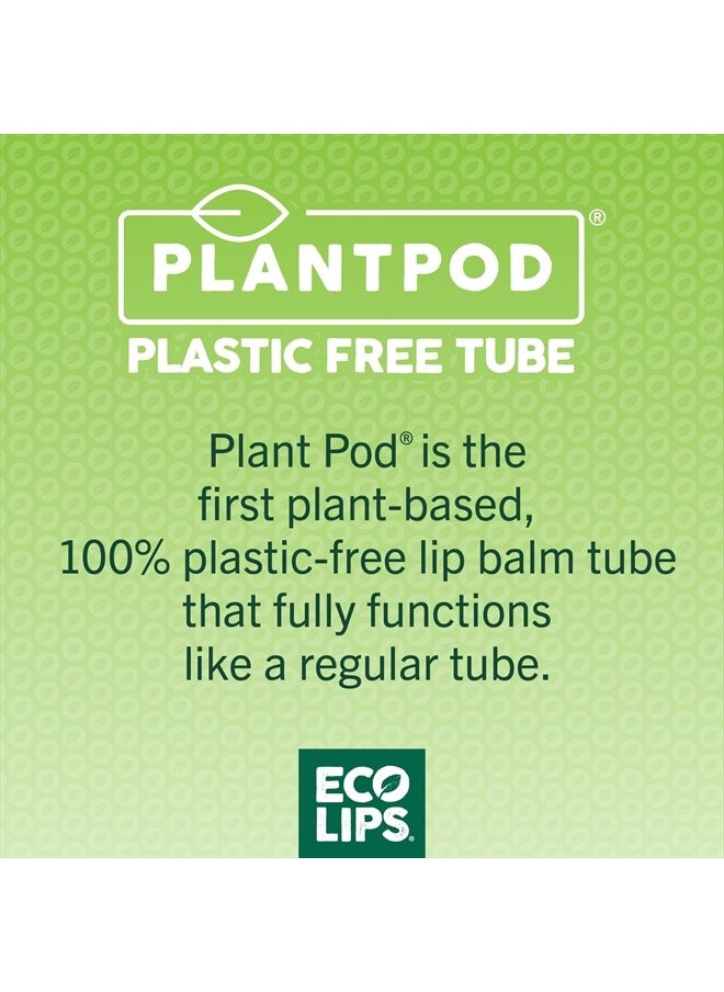 Vegan Lip Balm Sweet Mint by Eco Lips flavor 3 Pack Natural Bee Free with Candelilla Wax, Organic Cocoa Butter, & Coconut Oil Lip Care. 100% Plastic-Free Plant Pod Packaging - Made in USA