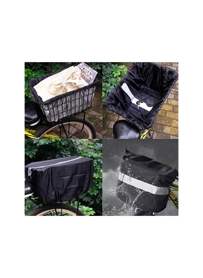 Waterproof Bike Basket Liner, Waterproof Rain Cover Fits Most Bicycle Baskets, 210D Oxford Cloth Waterproof Rain Cover for Bicycle Basket, 42 X 33 X 25cm, Black