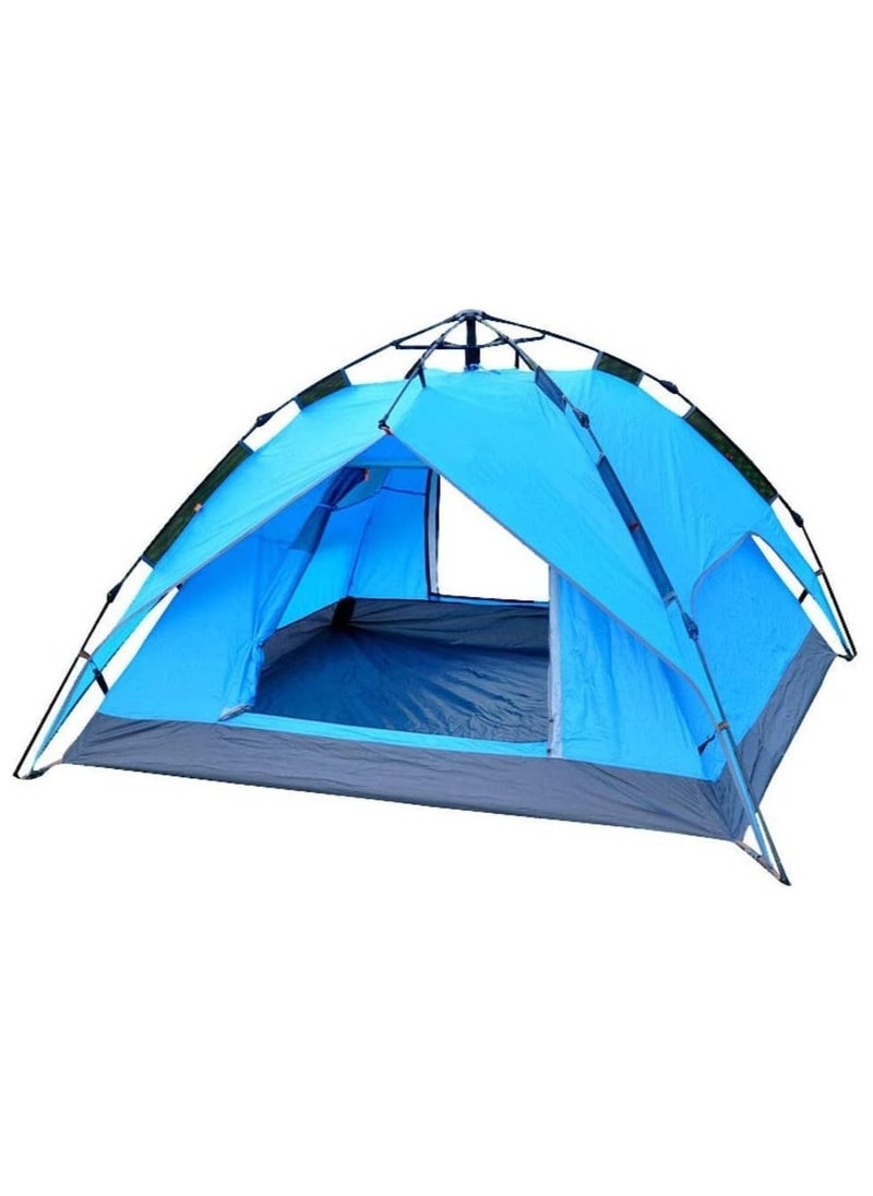 Automatic 4-Person Camping Tent (200x210 cm) – Waterproof, Windproof, Easy Setup, Portable Family Tent with Ventilation & Carry Bag