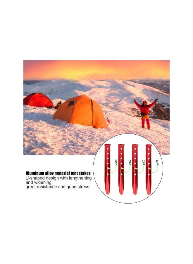 Tent Stakes, 4pcs Aluminium Alloy Windproof Tent Pegs, Lightweight U?Shaped Camping Stakes for Lawn, Mud, Sand, Snow Field, Tent, Awning, Canopy, Camping, Hiking, Backpacking