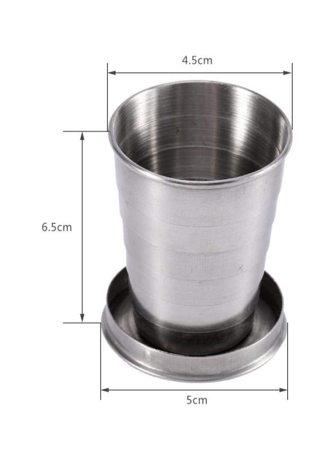 Stainless Steel Collapsible Cup with Protective Hat, Portable Travel Folding Cup Camp Keychain Retractable Telescopic Cup Outdoor 75ml