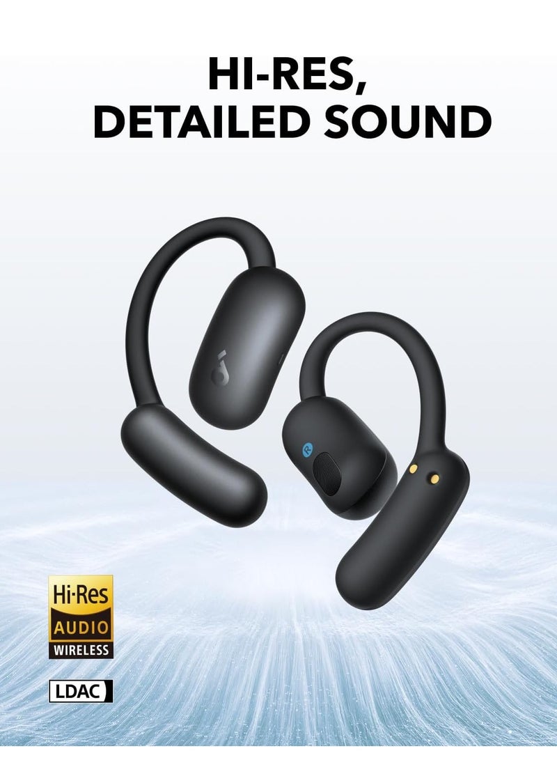 AeroFit 2 by Anker, Open-Ear Headphones, Adjustable Ear Hooks, Snug Fit, Rich Bass, Hi-Res Wireless Audio, 42H Play, Bluetooth 5.4, Wireless Charging, IP55, AI Clear Calls, Open-Ear Earbuds Black