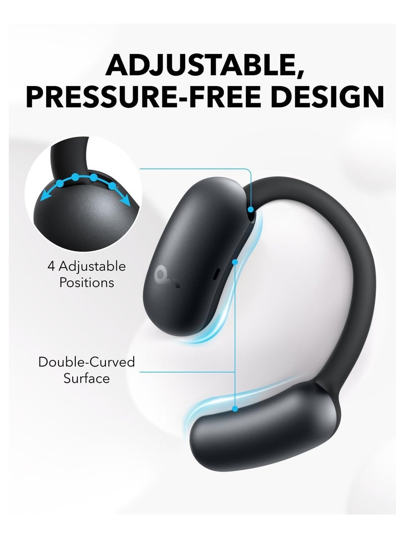 AeroFit 2 by Anker, Open-Ear Headphones, Adjustable Ear Hooks, Snug Fit, Rich Bass, Hi-Res Wireless Audio, 42H Play, Bluetooth 5.4, Wireless Charging, IP55, AI Clear Calls, Open-Ear Earbuds Black