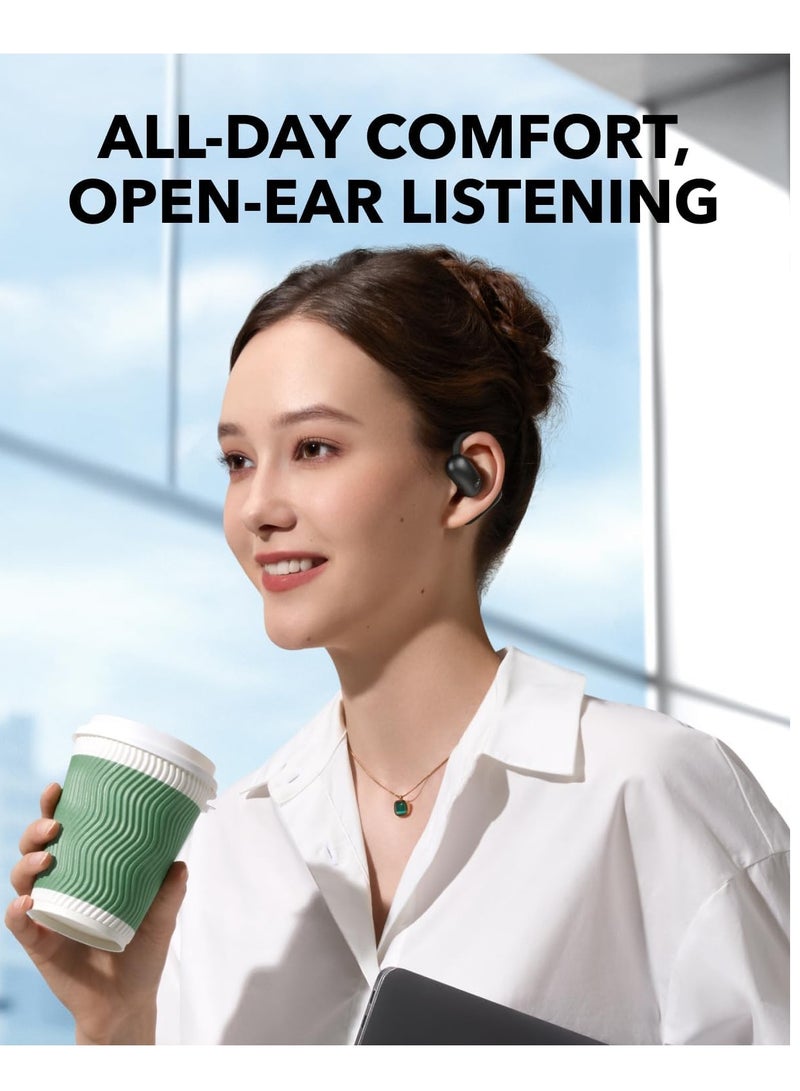 AeroFit 2 by Anker, Open-Ear Headphones, Adjustable Ear Hooks, Snug Fit, Rich Bass, Hi-Res Wireless Audio, 42H Play, Bluetooth 5.4, Wireless Charging, IP55, AI Clear Calls, Open-Ear Earbuds Black