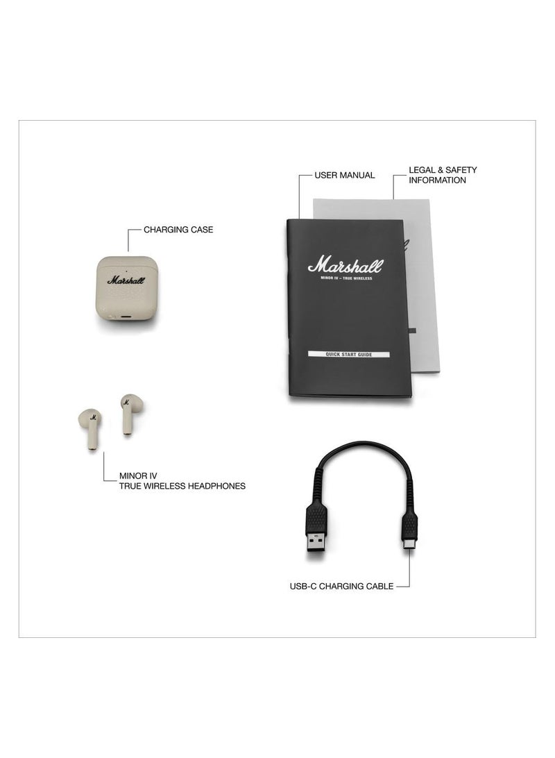 Minor IV Bluetooth Earphones - Water Resistant Earphones Bluetooth Wireless Earbuds With 30+ Hours Playtime - Cream