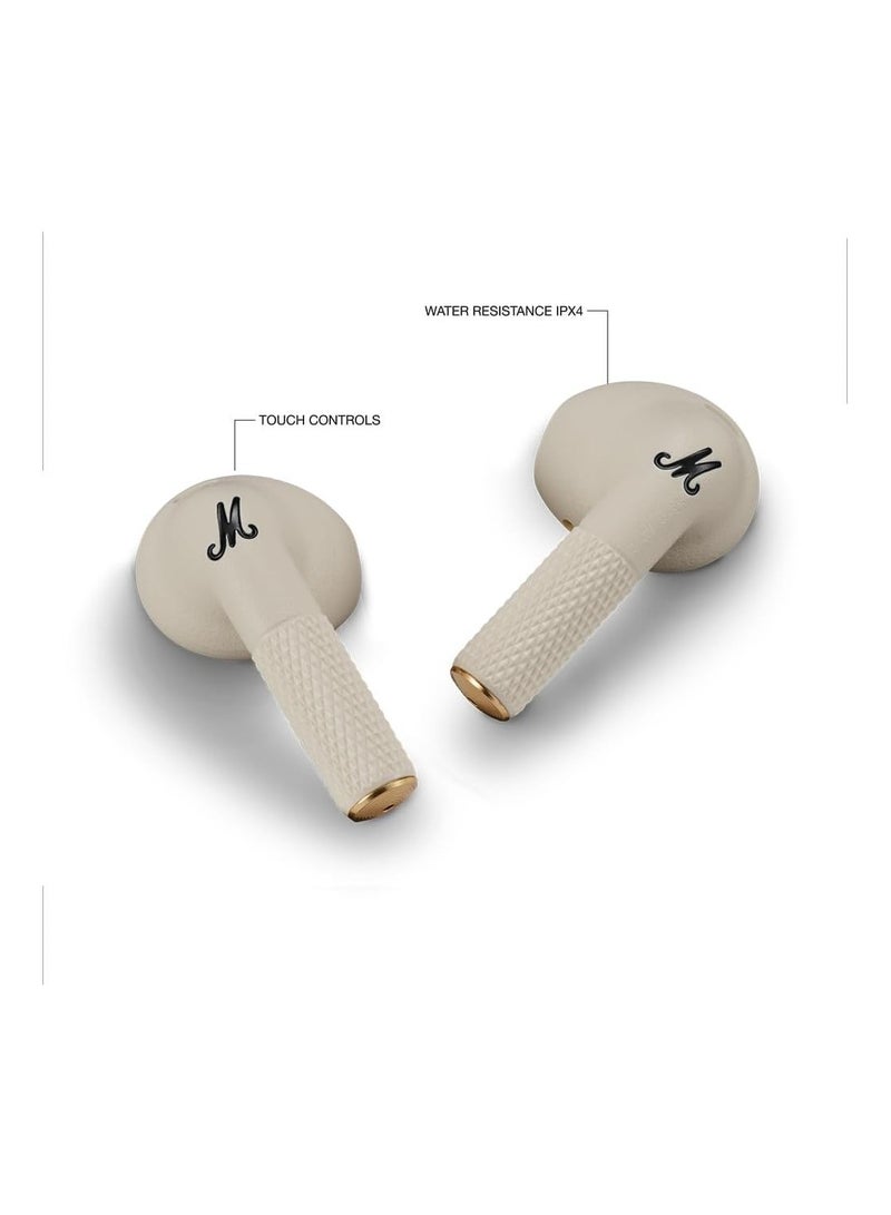 Minor IV Bluetooth Earphones - Water Resistant Earphones Bluetooth Wireless Earbuds With 30+ Hours Playtime - Cream