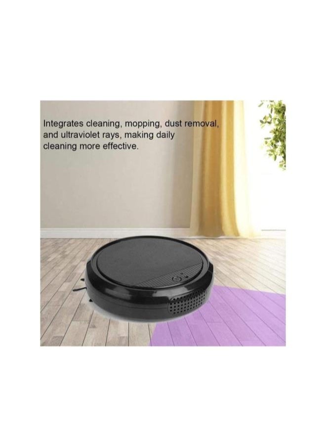 Robot Vacuum Cleaner Mop, Multi-Functional Intelligent Ultraviolet Light Sweeping Robot, Quiet Low Noise Vacuum Cleaner for Pet Hair, Carpet, Hard Floor, Dust, Stains(Black)